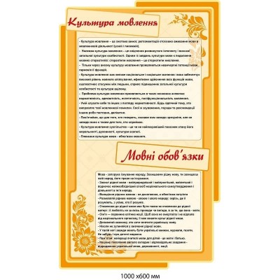 Оформление кабинета украинского языка "Культура речи" (бежевый фон, желтое обрамление)
