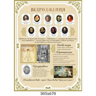  Стенд возрождения набор "Основные направления мировой литературы"