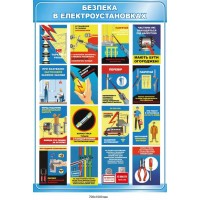 Стенд-инструкция с иллюстрациями "Безопасность в электроустановках" 700×1000 мм