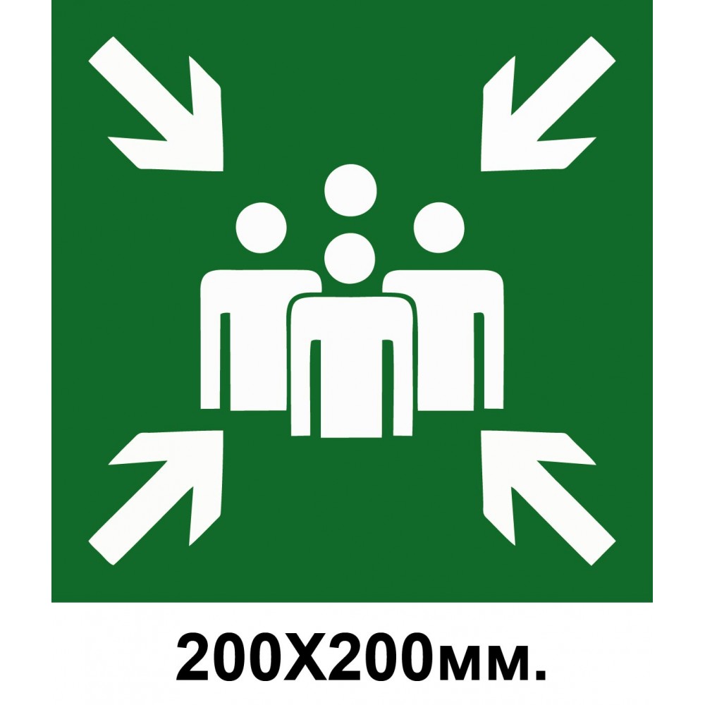 Знак эвакуации место сбора 200х200 мм