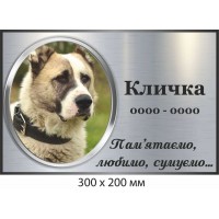 Табличка памятная для любимого пса (фон металлический) 300х200 мм