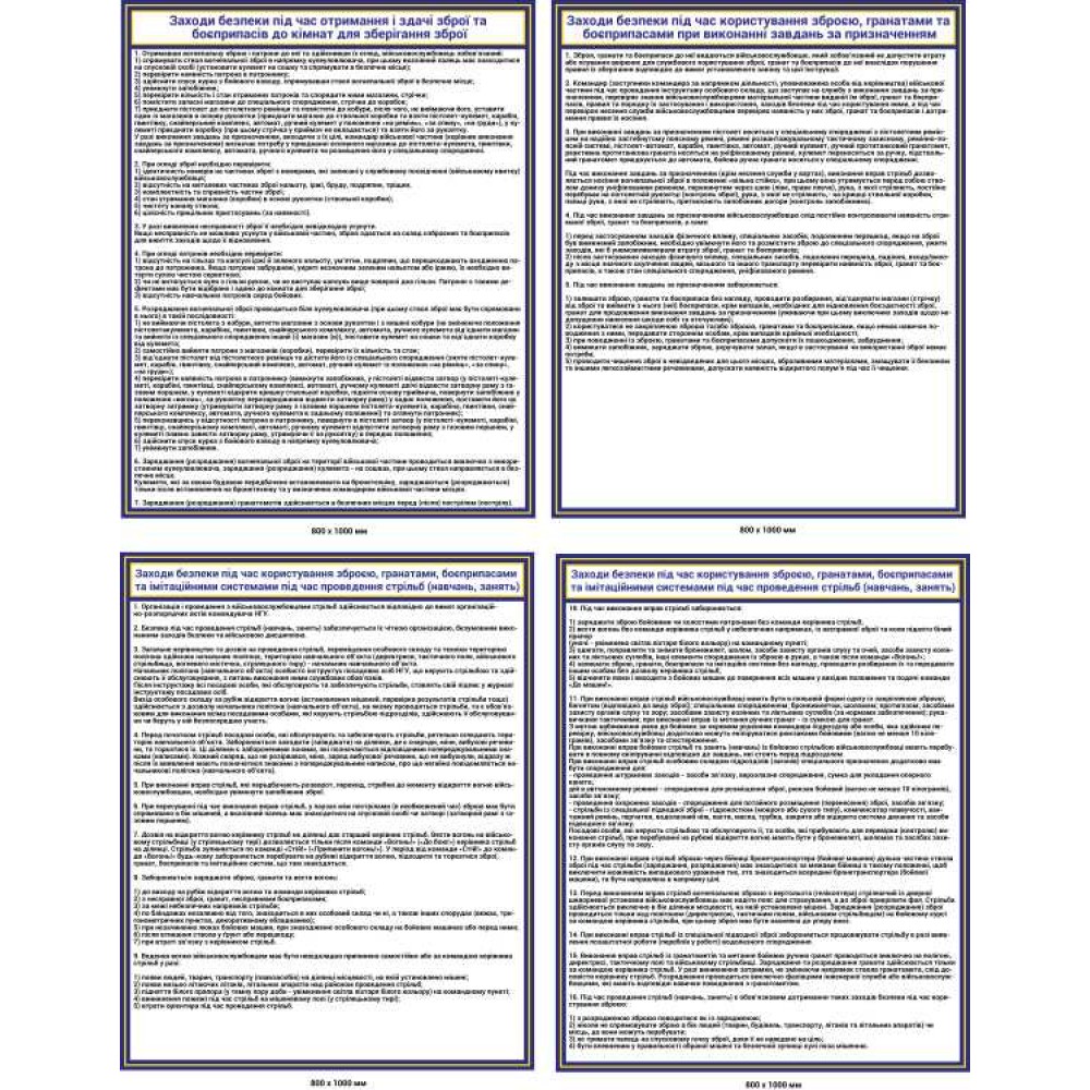 Комплект стендов Меры предосторожности при использовании оружия