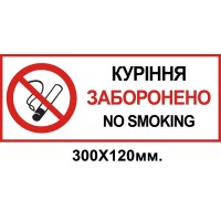 Табличка курение запрещена 300х120 мм