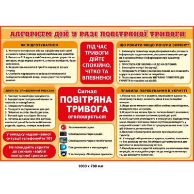 Стенд Алгоритм дії під час повітряної тривоги