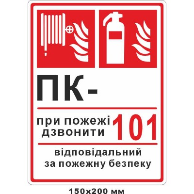 Пожарный щит. Табличка "ПК-101"