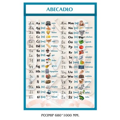 Стенд «Польский алфавит» с иллюстрациями (680х1000 мм)