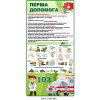 Інформаційно-безпековий стенд "Перша допомога" для дітей 500Х1000 мм