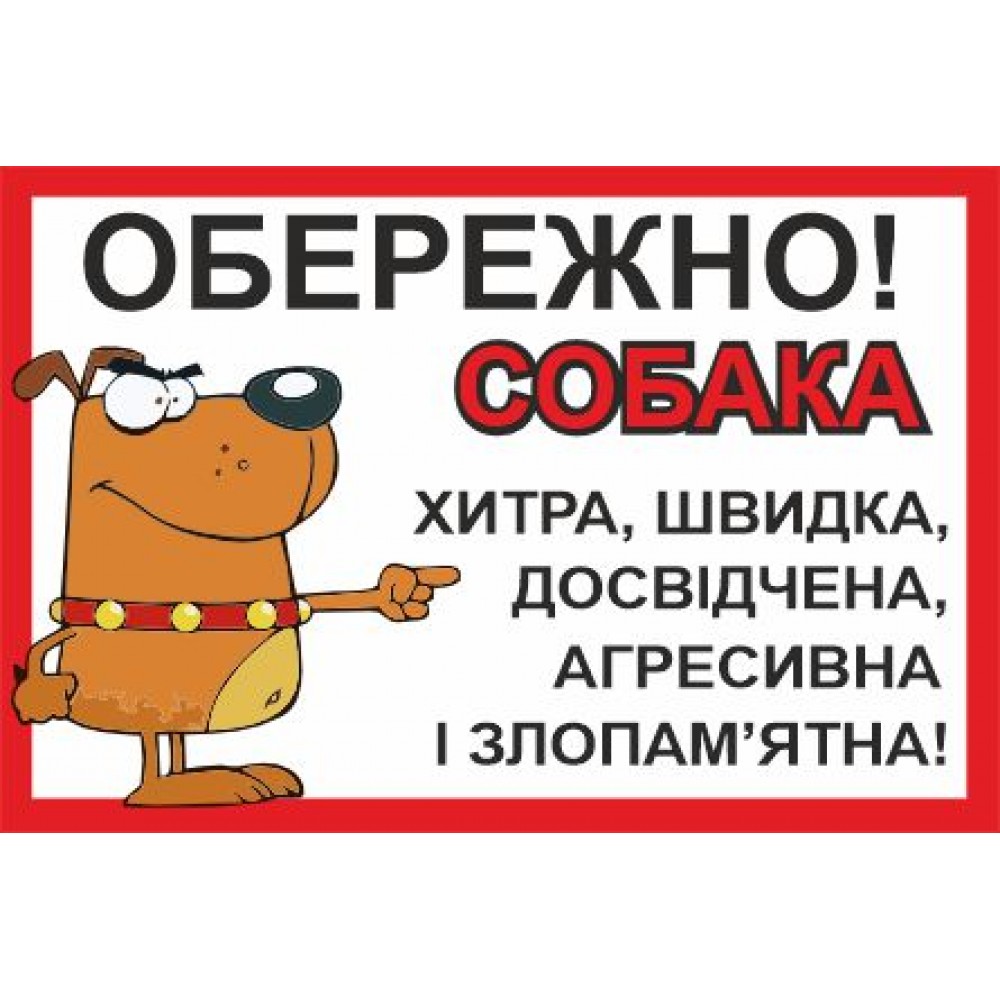 Табличка осторожно собака 300х200мм