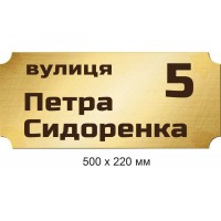 Адресная табличка металлического цвета 500х220 мм 