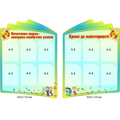 Набор стендов "Младшая школа - залог будущих успехов" зелено-голубой