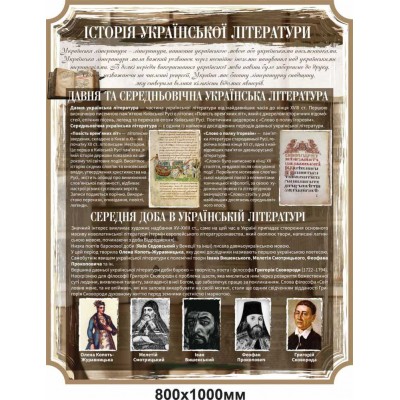 Комплект Стендов "Развитие украинского языка и литературы в разные Века" и Государственная символика