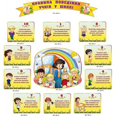 Набор стендов Правила поведения учеников в школе 12 элементов
