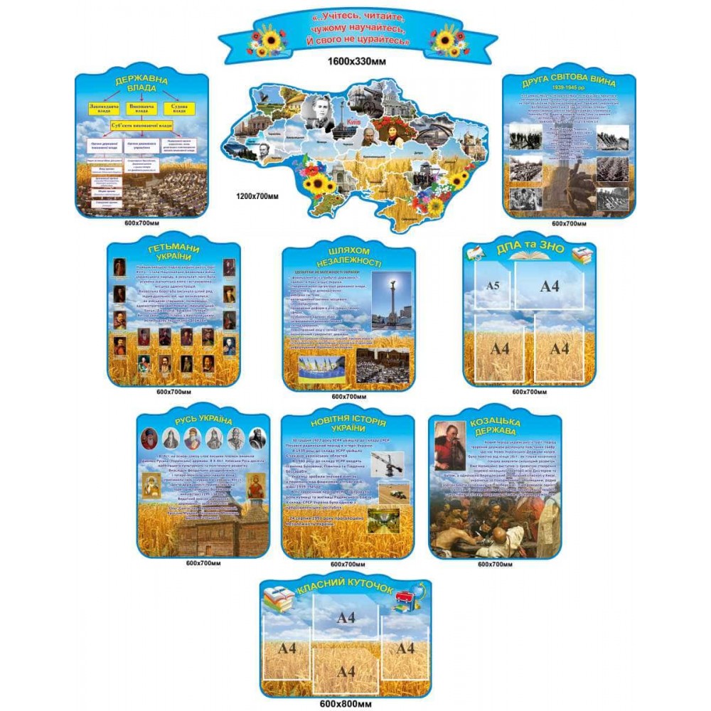 Комплект стендів для кабінету історії України Золота пшениця