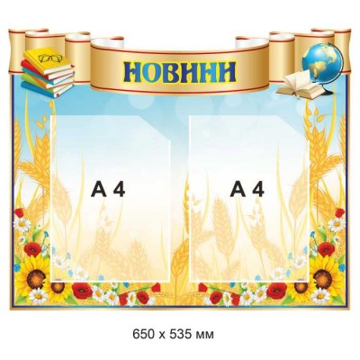 Информационный стенд "Новости" для учебного заведения 650х535 мм