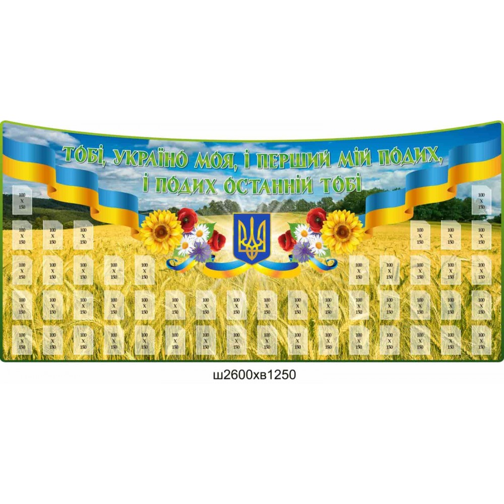 Доска почета и благодарности для военных с 50 карманами для фотографий (2600х1250 мм)