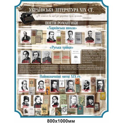 Комплект Стендов "Развитие украинского языка и литературы в разные Века" и Государственная символика