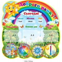 Стенд на стіну "Доброго ранку!" (Дата, Новини дня, Пора року, Опади, Температура)
