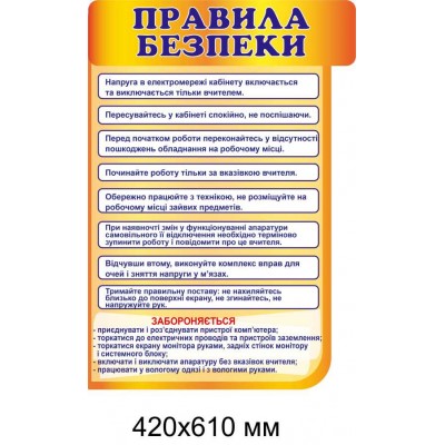 Набор стендов для оформления кабинета информатики (История, Схемы работы компьютера, Правила безопасности ..) оранжевый фон