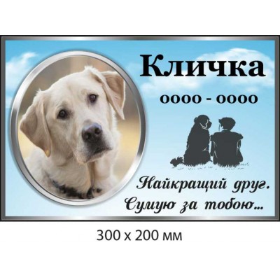 Табличка памятная с фото и скорбной надписью (300х200 мм)