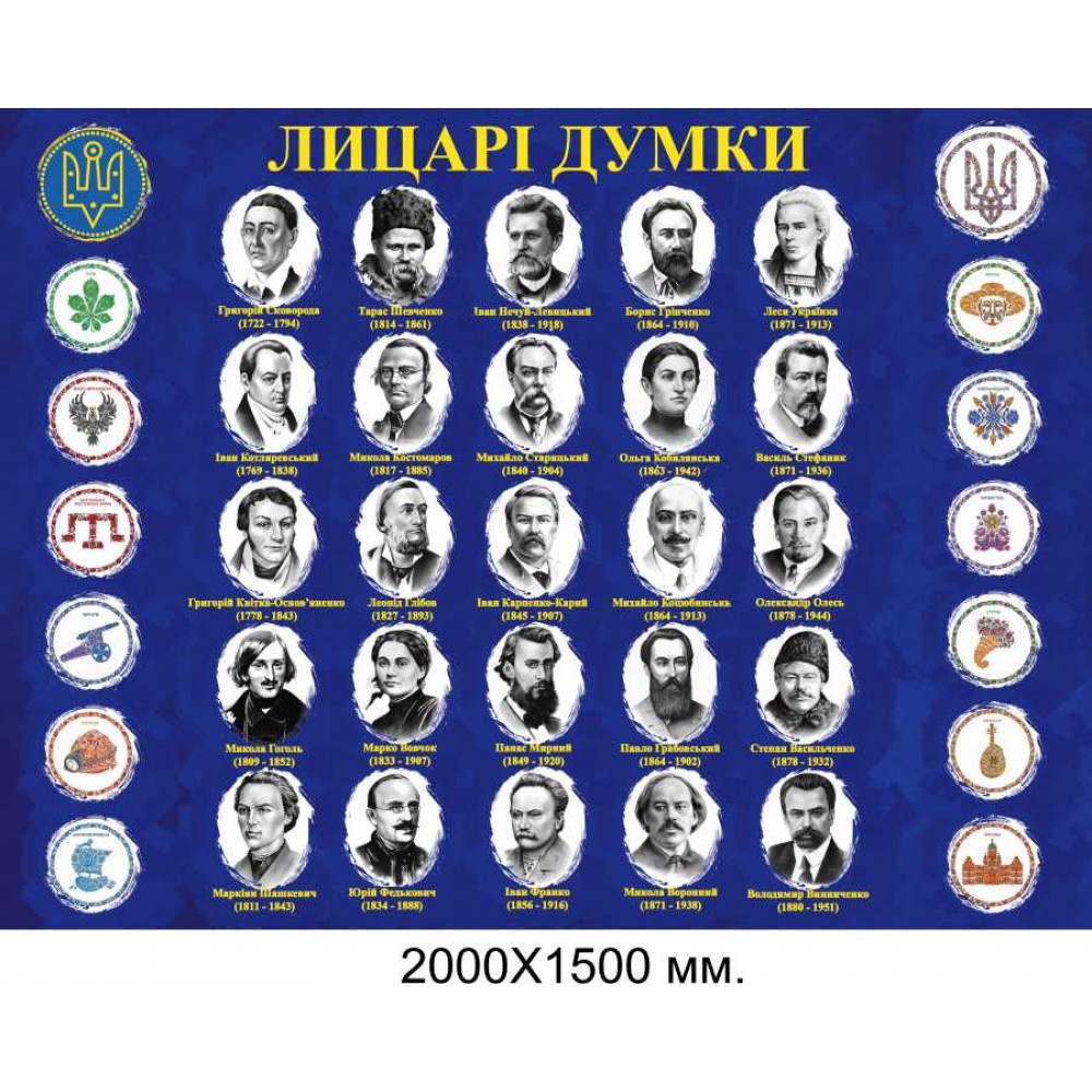 Портреты писателей украинской литературы на баннере 2000х1500 мм