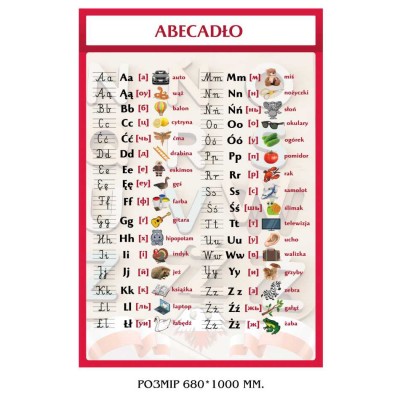 Алфавит польского языка (красный цвет) (680х1000 мм)