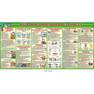 Стенд шкільний "Куточок цивільного захисту" (2000х1000 мм)