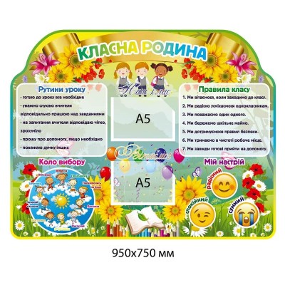 Стенд "Класна родина" соняшники (рутини та правила класу)