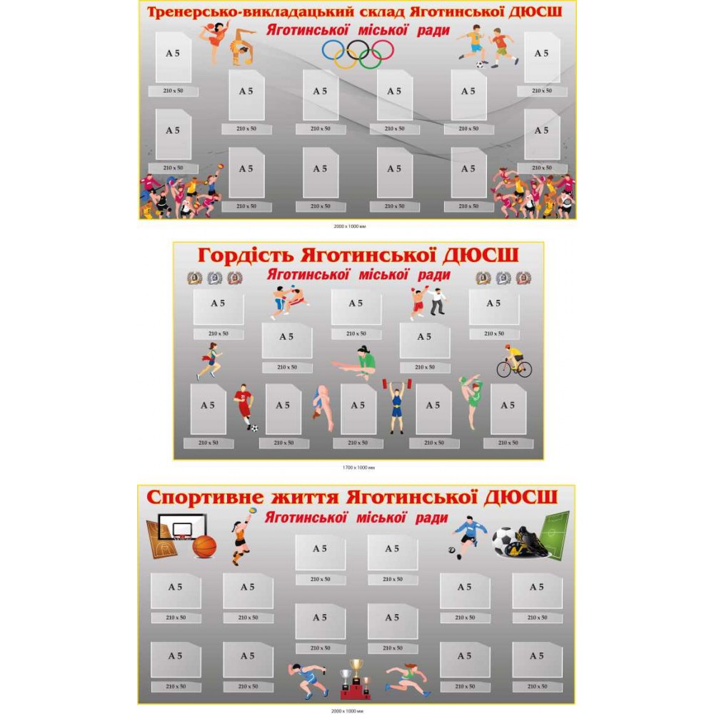 Комплект стендов для Детско-юношеской спортивной школы 3 составляющие