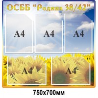  Стенд для ОСМД с подсолнухами, карманы формата А4