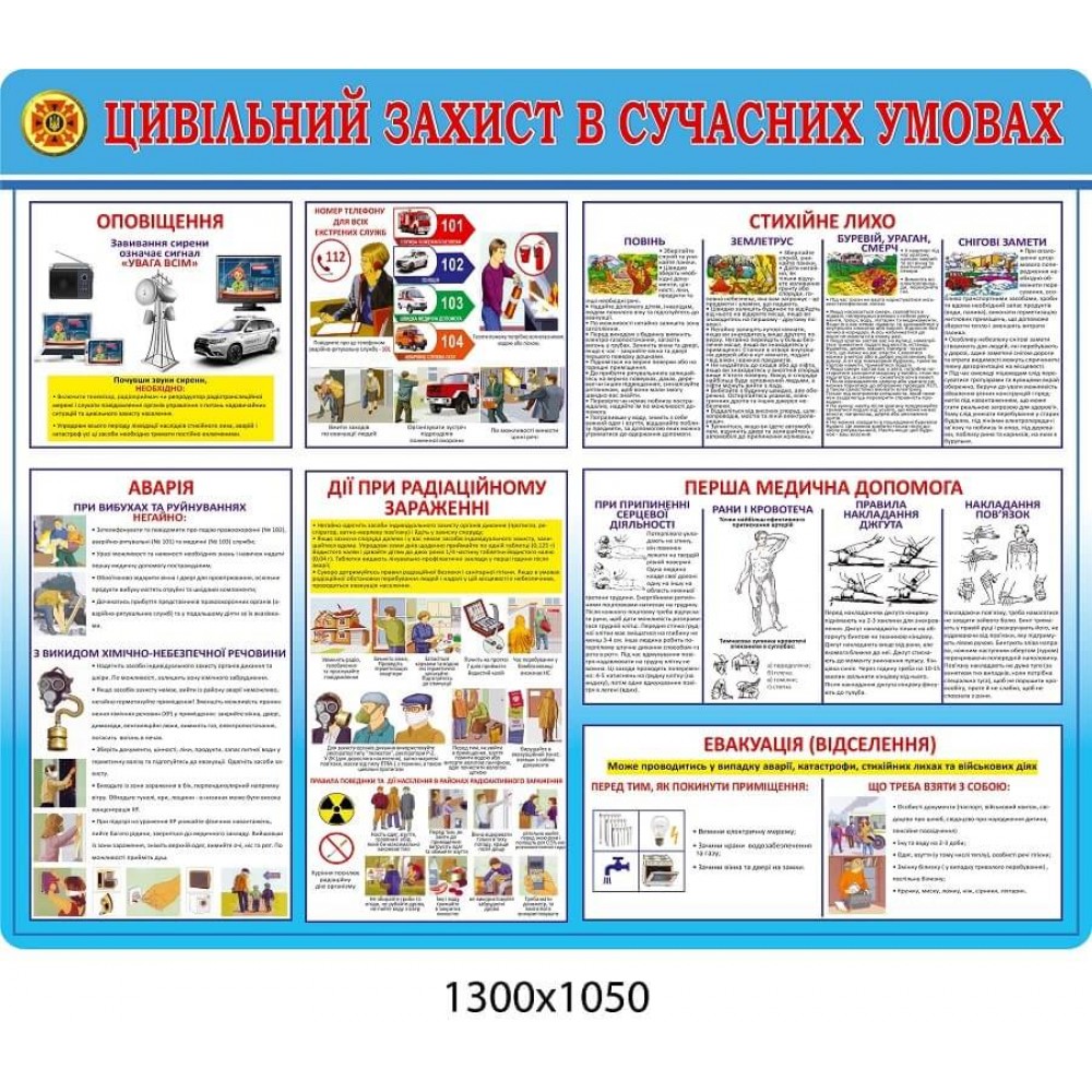 Стенд Гражданская защита в современных условиях (голубой)