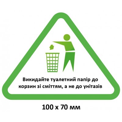 Табличка "Выкидайте туалетную бумагу в корзину"