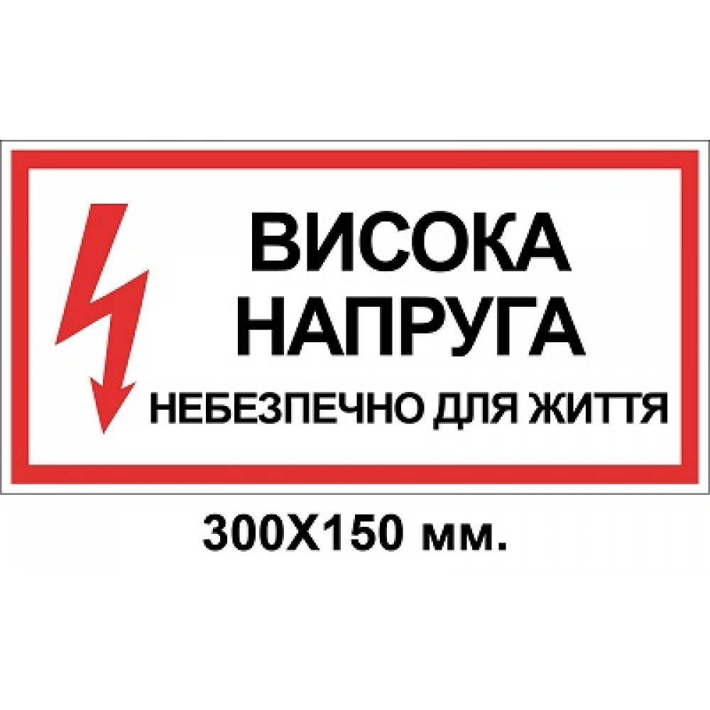 Знак электробезопасности 300х150 мм Опасно для жизни высокое напряжение