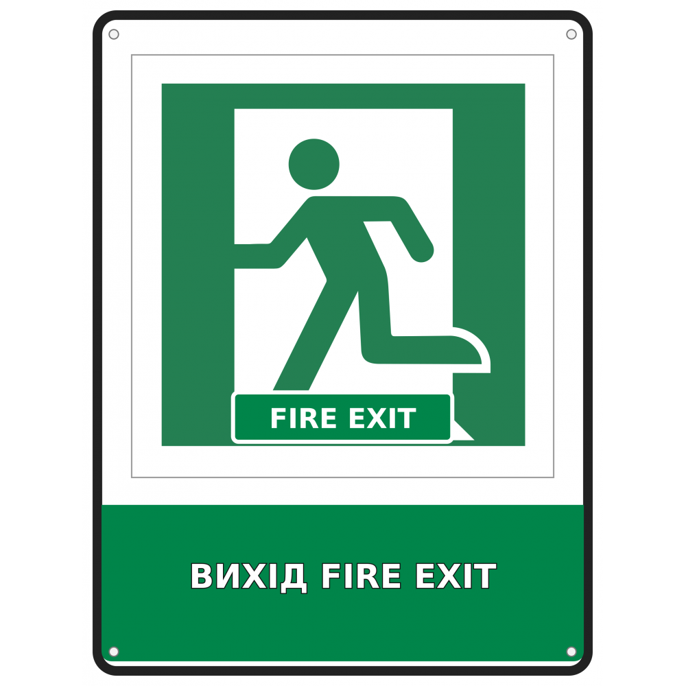 Информационный знак безопасности Выход Fire Exit 190х250 мм