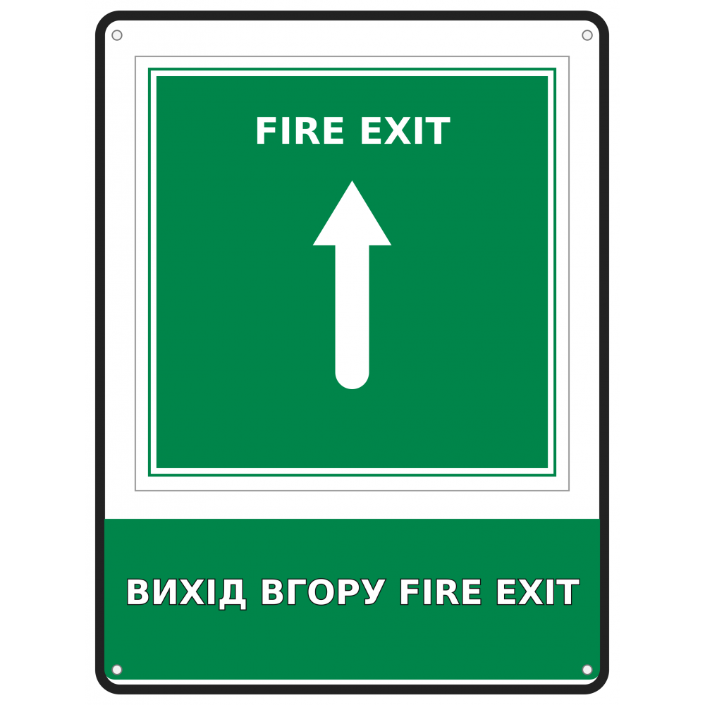 Информационный знак безопасности Выход вверх Fire Exit 190х250 мм