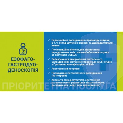 Наліпка Езофагогастродуоденоскопія 216х105 мм