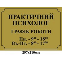 Табличка на двері Практичний психолог (золотиста)