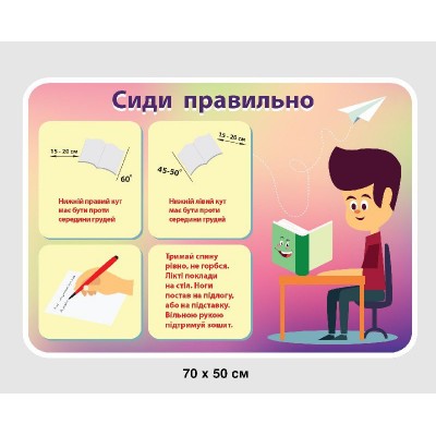 Стенд Сиди правильно (розовый фон)