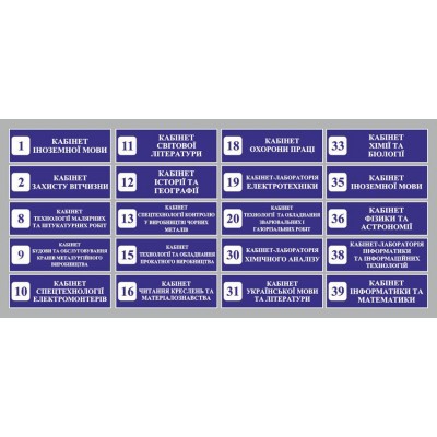 Табличка на двері (синій фон)