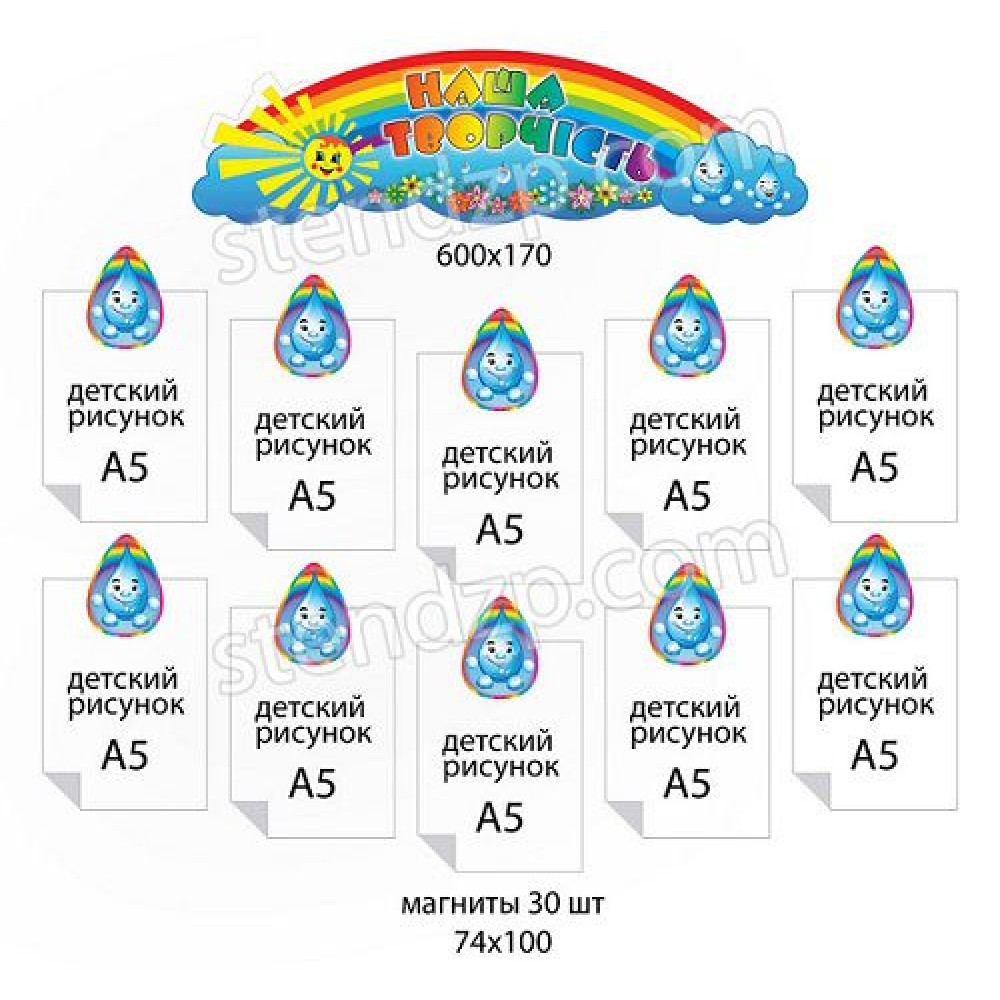 Набір для виставки дитячих робіт Крапельки і хмарка