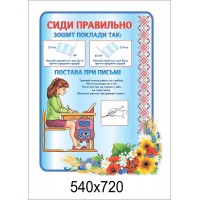 Стенд Сиди правильно (синій фон)