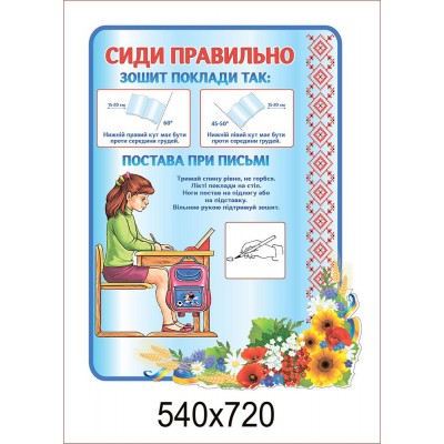 Стенд Сиди правильно (синий фон)