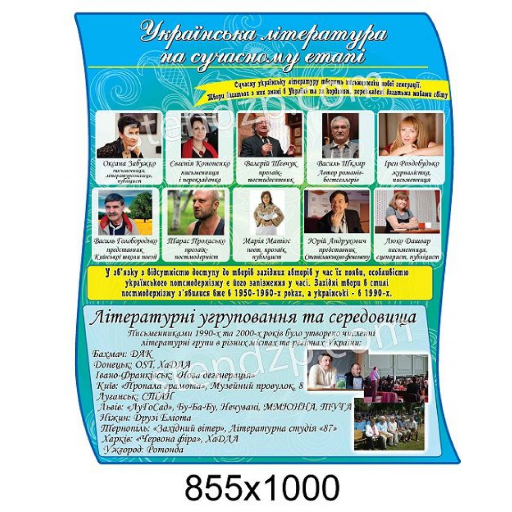 Стенд Украинская литература на современном этапе (голубой)