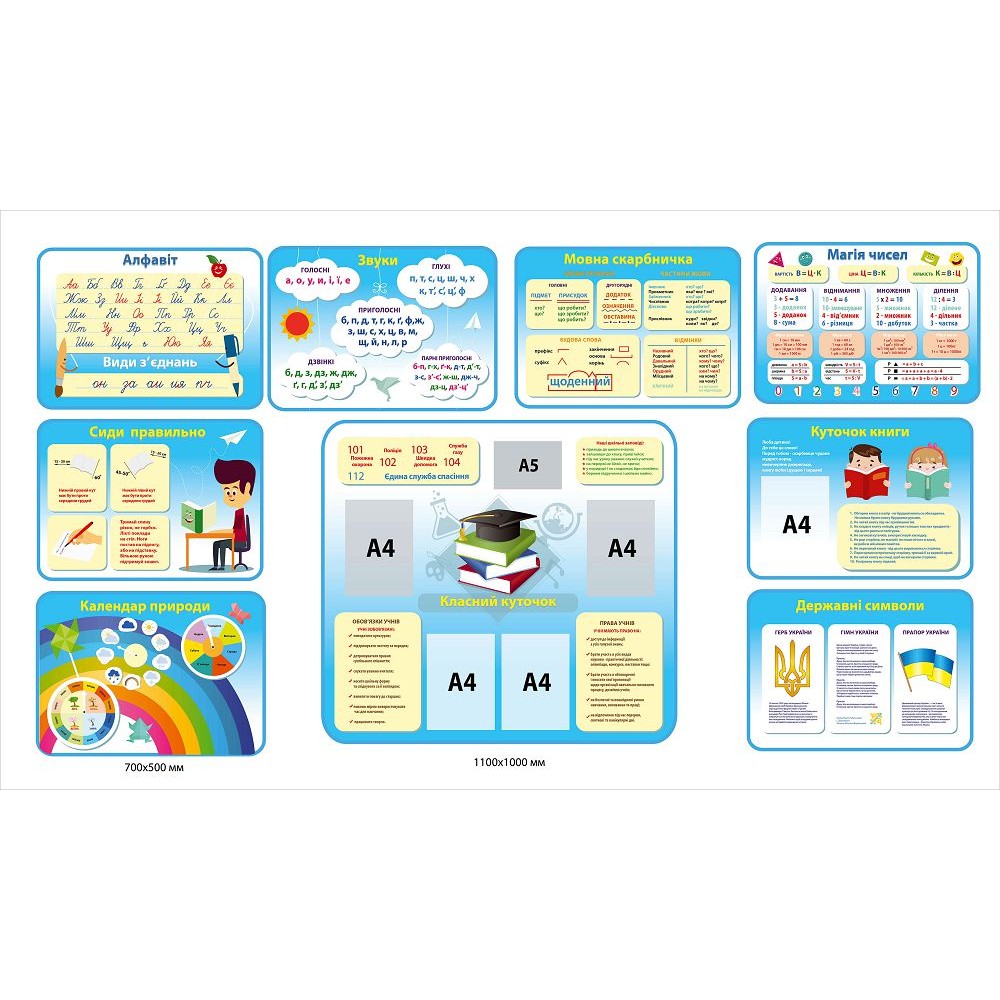 Комплект стендов для начальной школы (голубой)