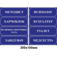 Табличка на двері (синя з білим контуром)