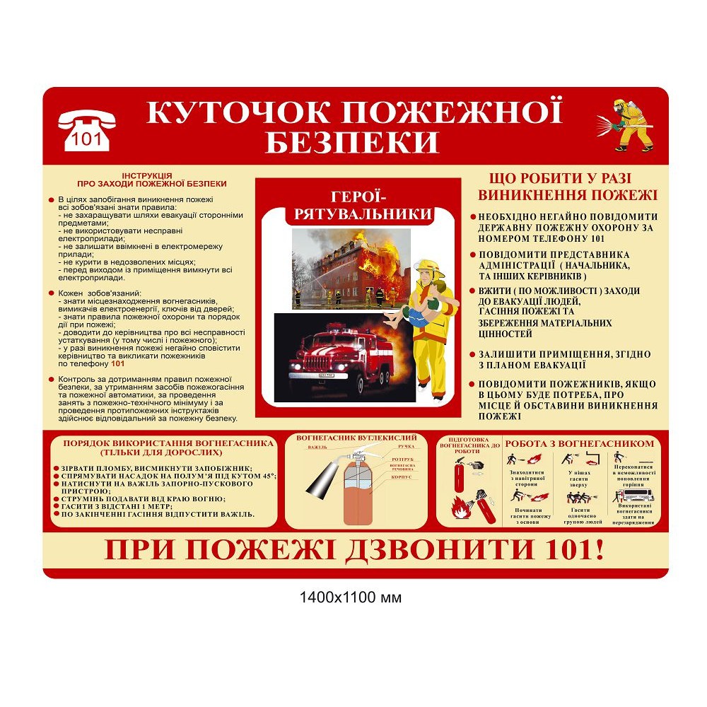 Стенд Пожарная безопасность (красный фон)