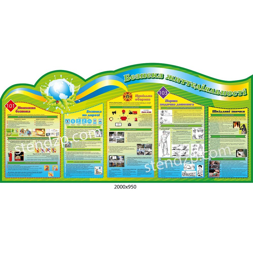 Стенд Безопасность жизнедеятельности (сине-желтый)