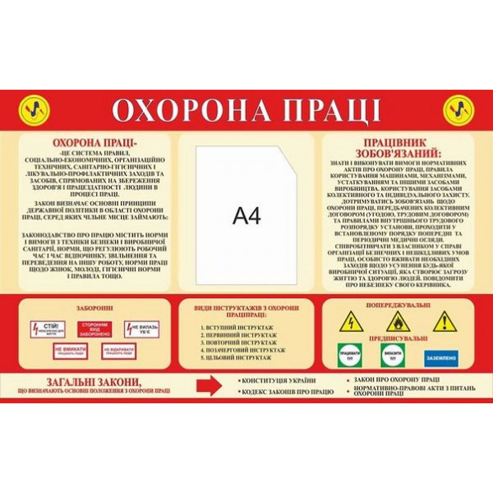 Стенд Охрана труда (красный с А4)