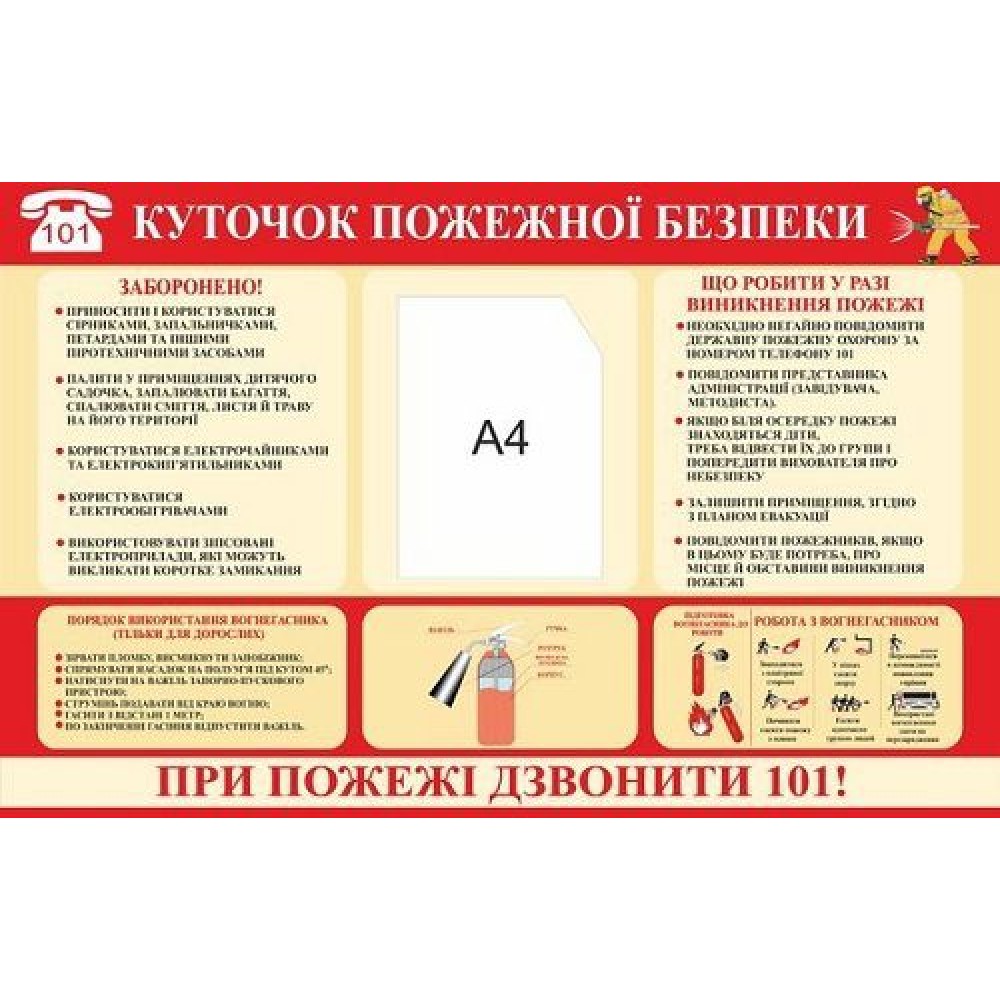 Стенд Куточок пожежної безпеки (червона шапка)