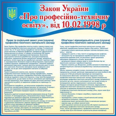 Стенд Закон Украины О профтехобразовании (синий)