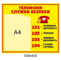 Стенд Телефоны службы безопасности А4